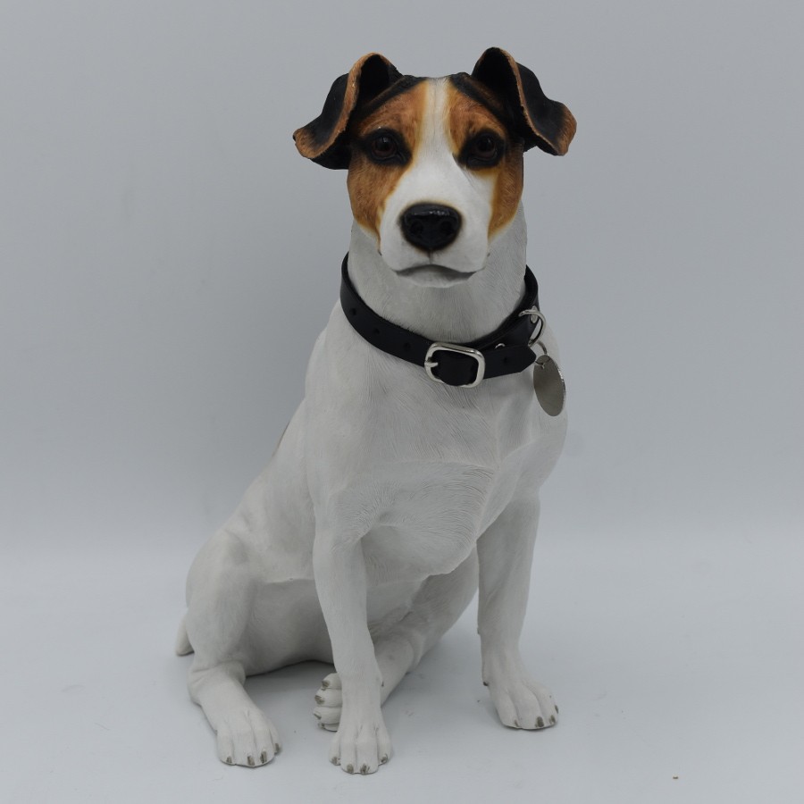 Jack russell white and tan with wing 2024 ,hangs in the garden or home or for memorial