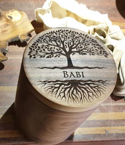 Handmade Personalised Cylinder Wooden Urn - Urns for Ashes